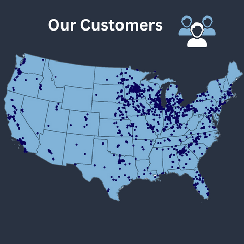 Our customers - map showing where our service customers are based out of.