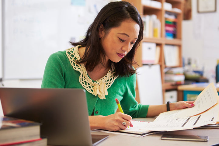 Woman focused on deep work at the office