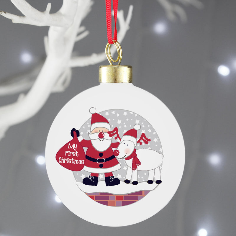 Personalised Rooftop Santa First Christmas Bauble Delivered | The ...