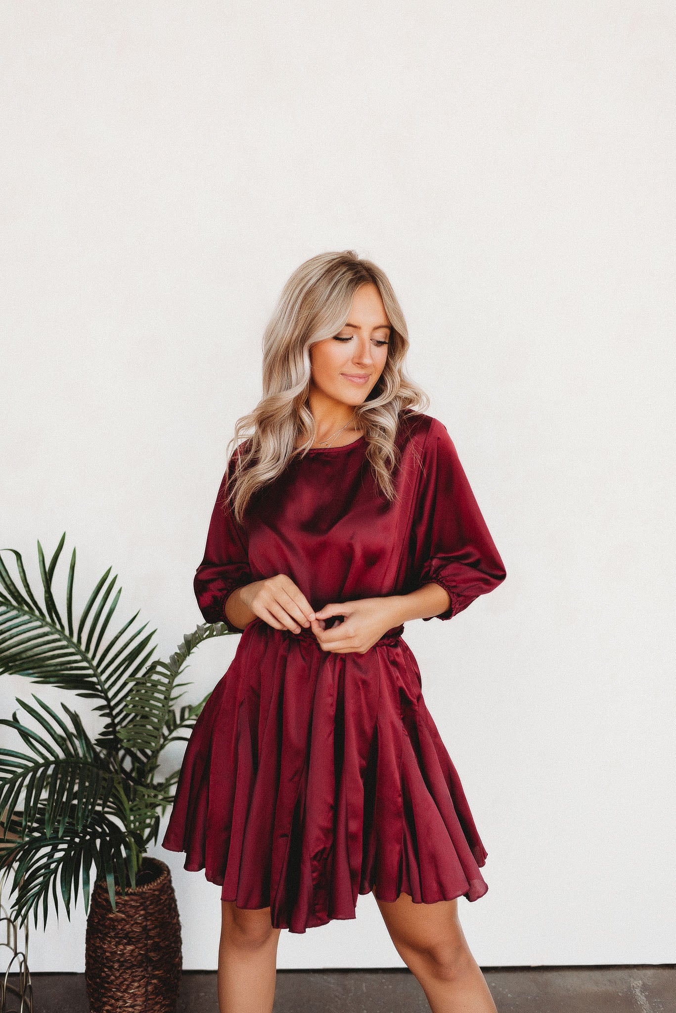 Stunning In Satin Dress (Burgundy) FINAL SALE