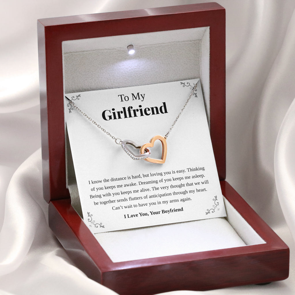Load image into Gallery viewer, To My Girlfriend | “In My Arms” | Interlocking Hearts Necklace

