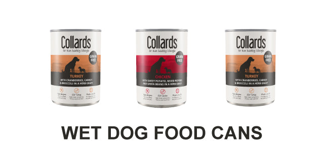 collards wet dog food cans