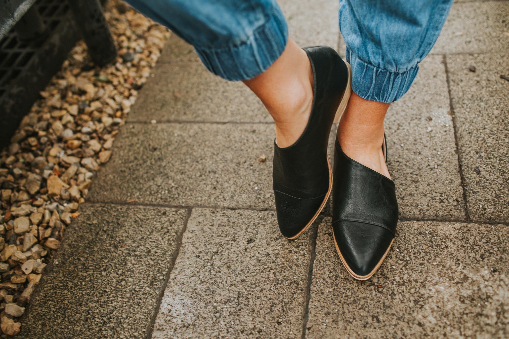 black cut out flats