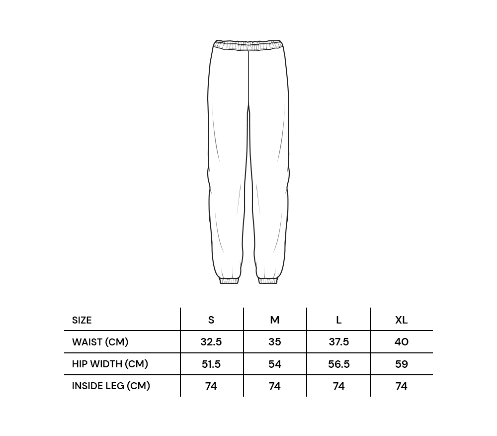 Size Guide - Tech Sweatpants – Brother and Kin