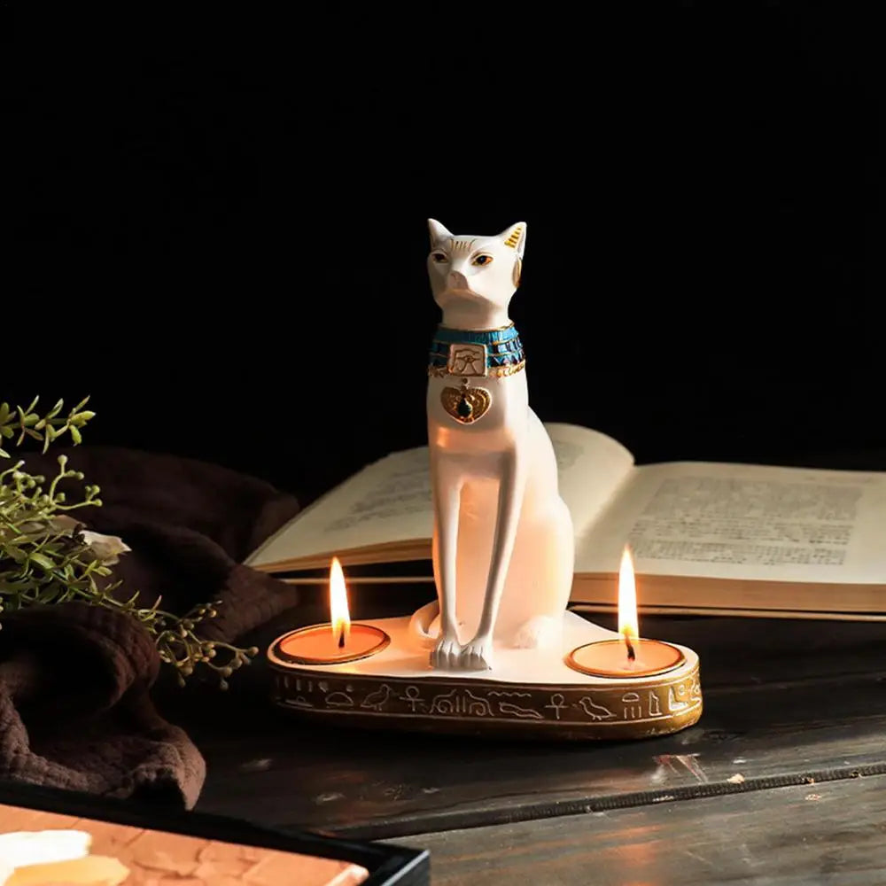 Egyptian Cat Statue Candle Holder