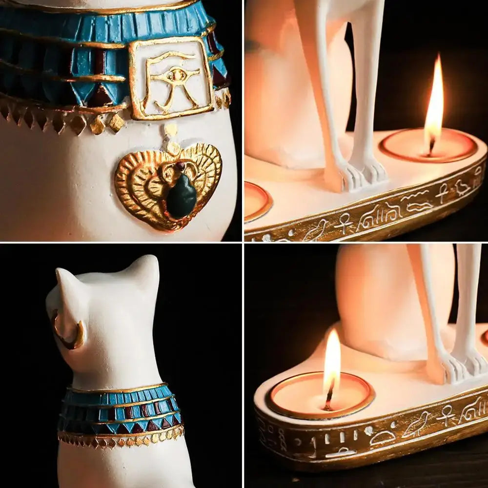 Egyptian Cat Statue Candle Holder