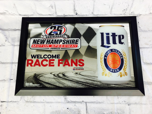 品番0118 パブミラー Miller Lite Beer WELCOME RACE FANS 壁掛 アート