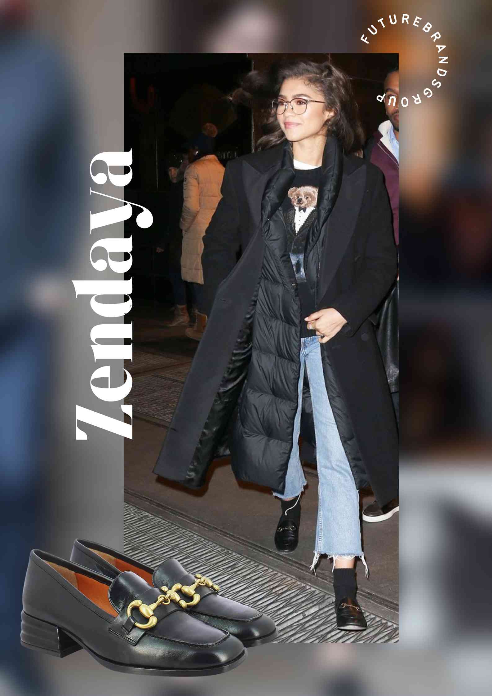 Celebirty Zendaya wearing Black loafers
