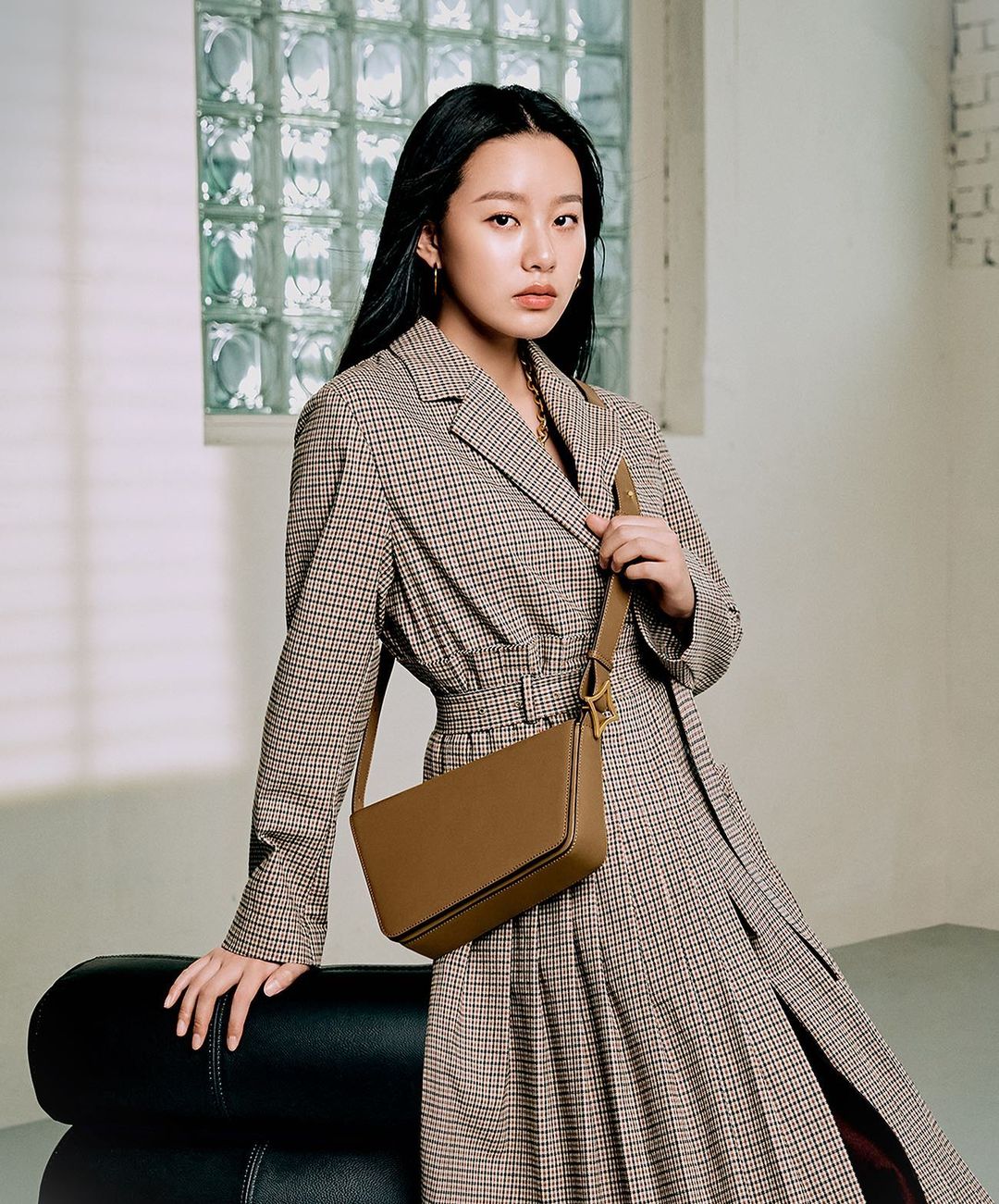 Model wearing Billie Crossbody available color Leaf Olive, Black and Pecan Brown by Oryany - Future Brands Group