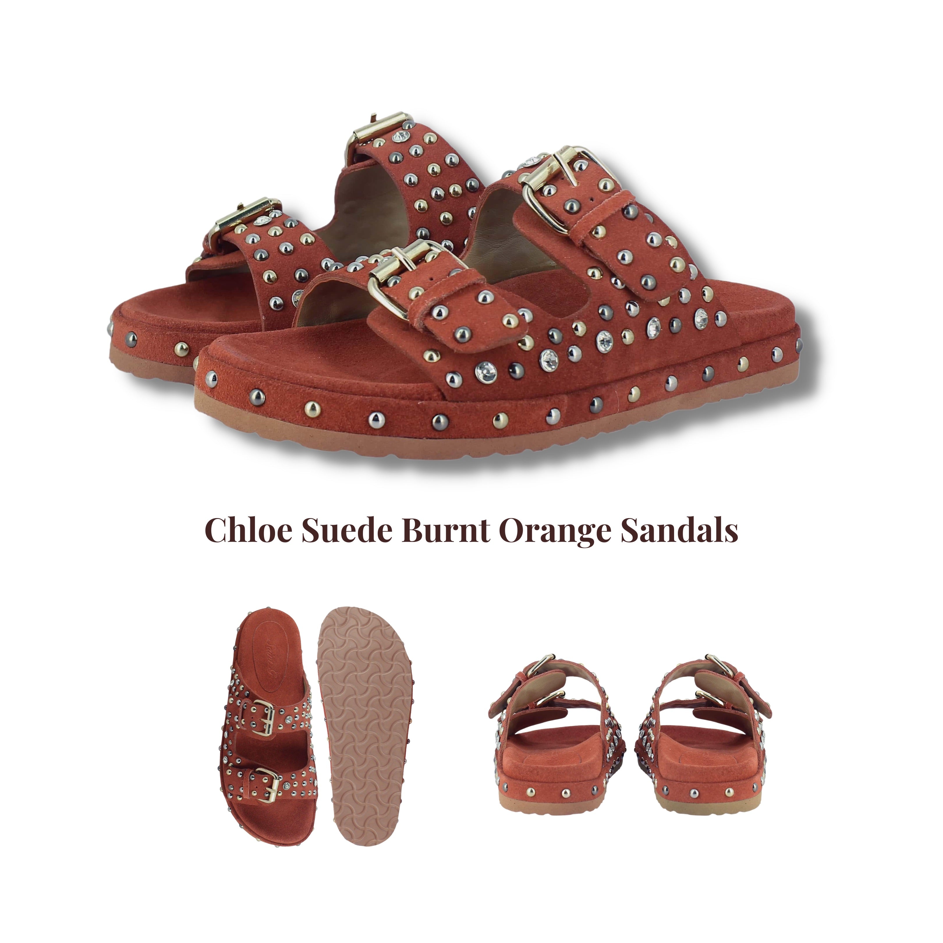 CHLOE SUEDE BURNT ORANGE SANDALS