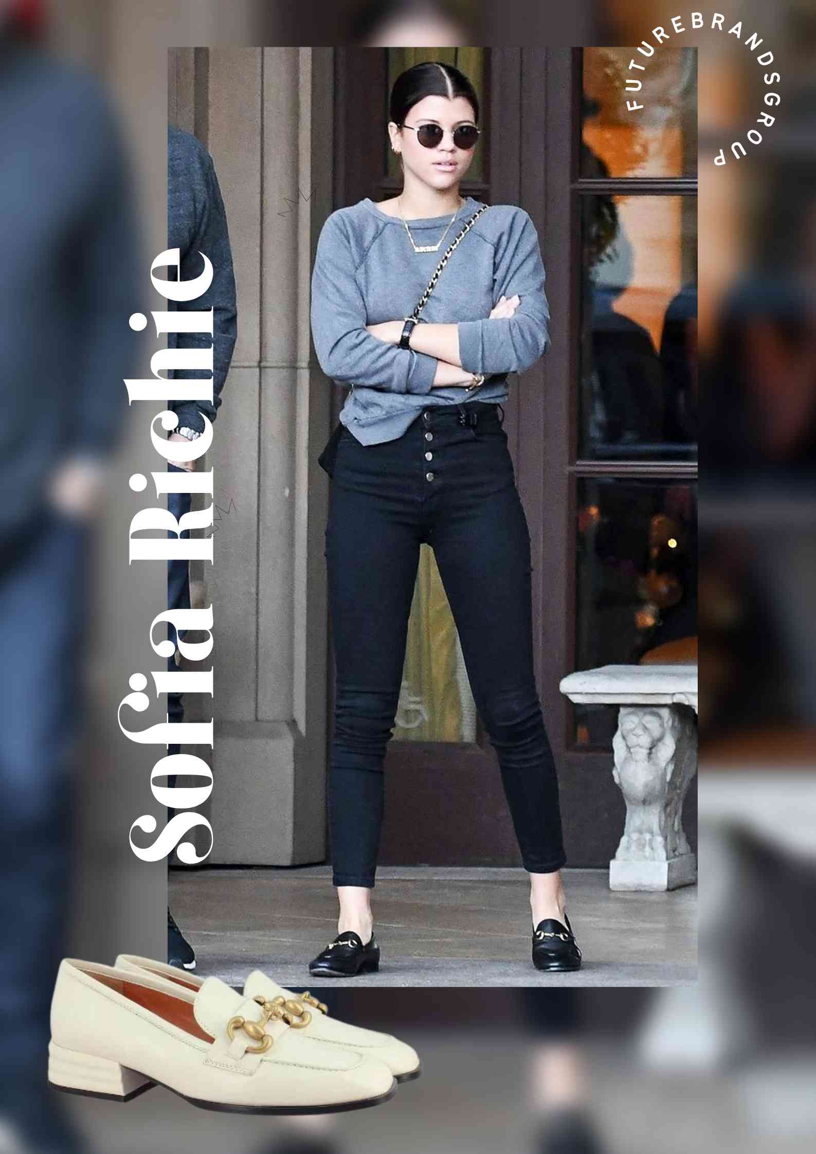 Celebrity Sofia Richie wearing Black Loafers