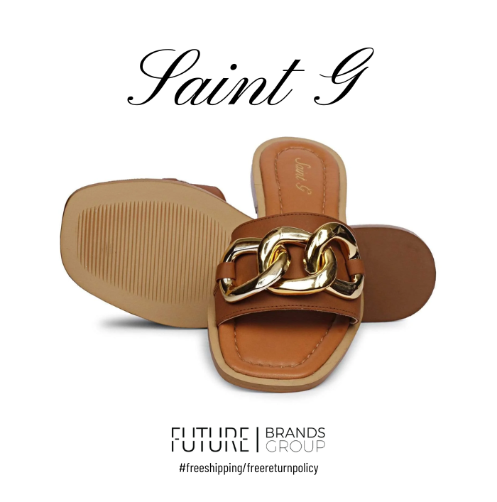 Alexa Cuoio Flat Slides | Saint G | FutureBrandsGroup