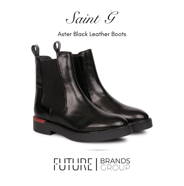 Aster Black Leather Boots by Saint G from Future Brands Group