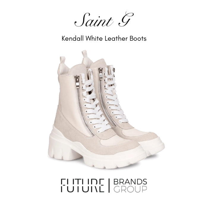 Kendall White Leather Boots by Saint G from Future Brands Group