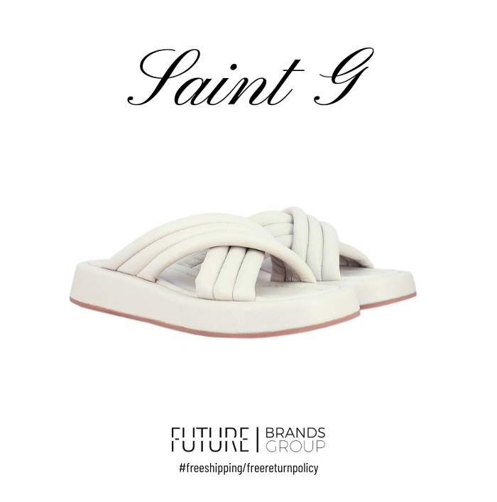 Rihanna White Slides | Saint G | FutureBrandsGroup