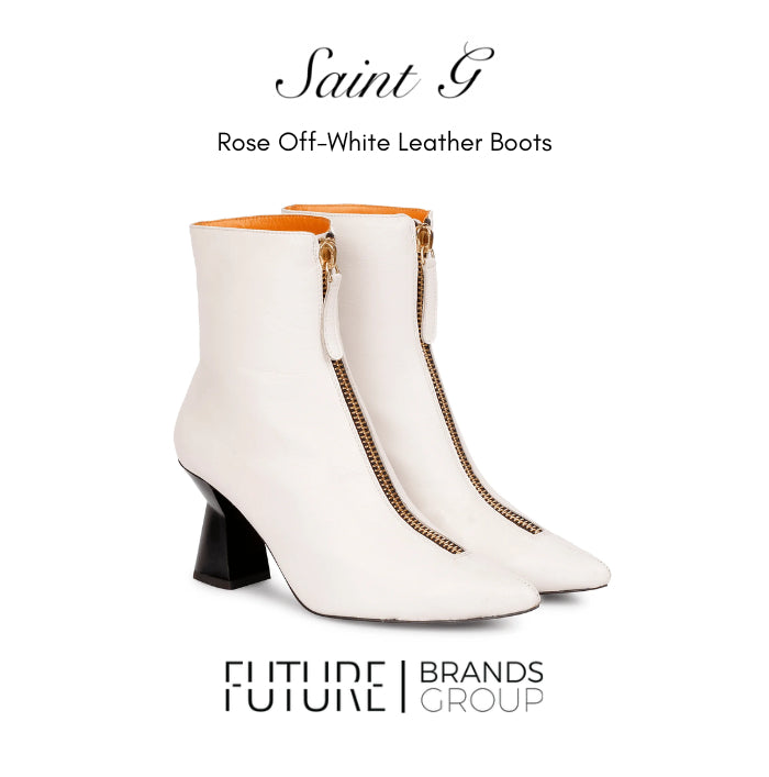 Rose Off-White Leather Boots by Saint G from Future Brands Group