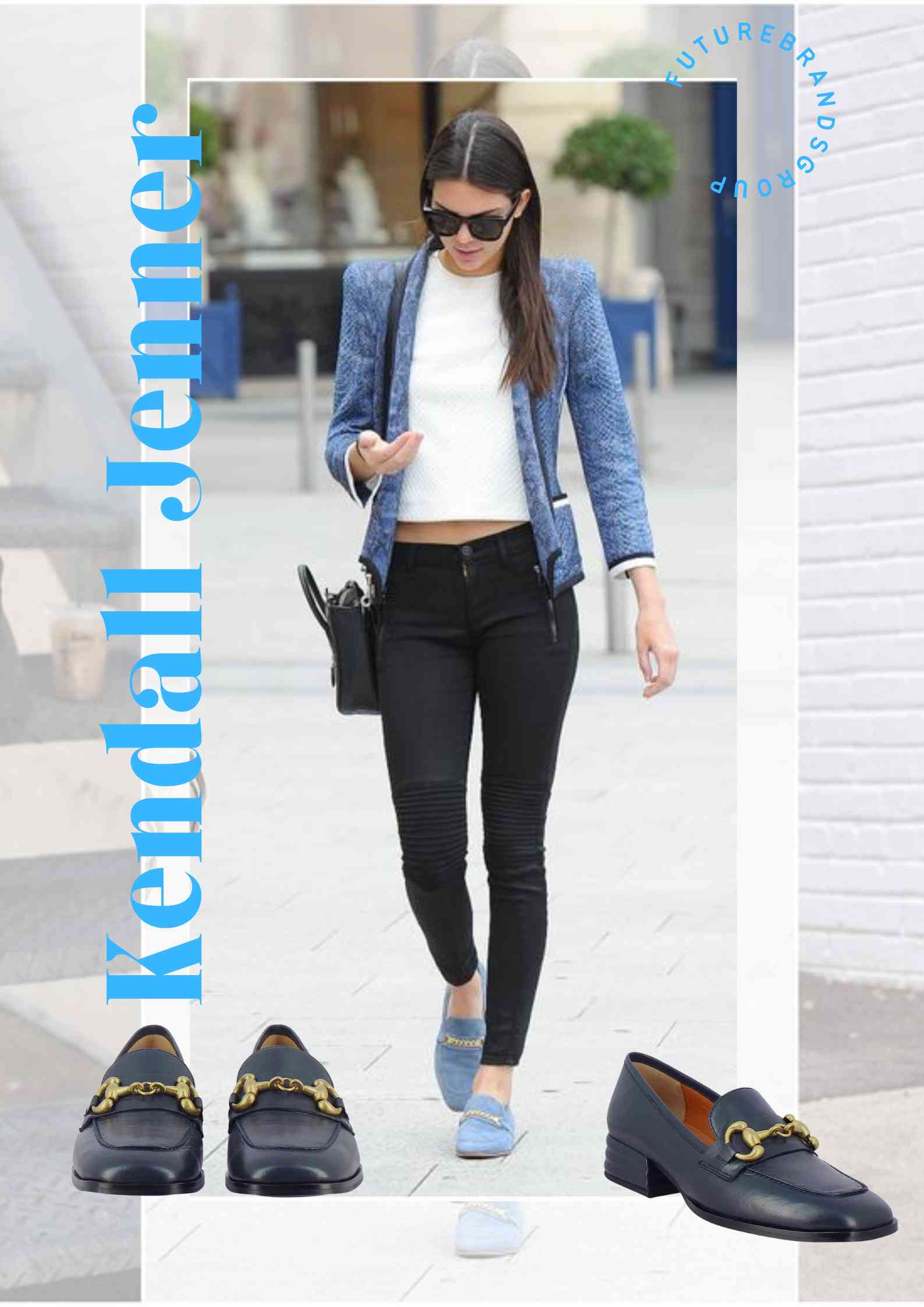 Celebrity Kendall Jenner wearing Blue loafers