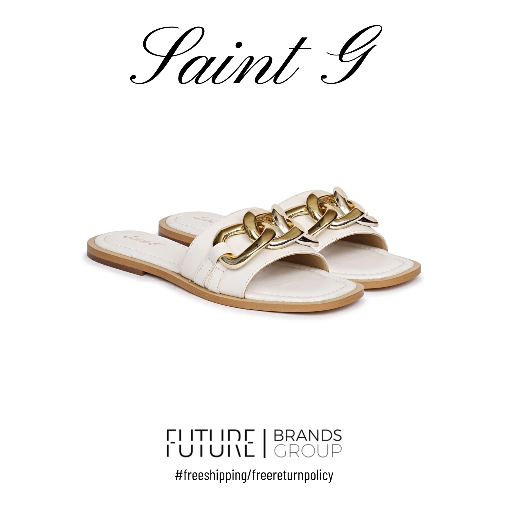 Alexa Off White Flat Slides | Saint G | Future Brands Group