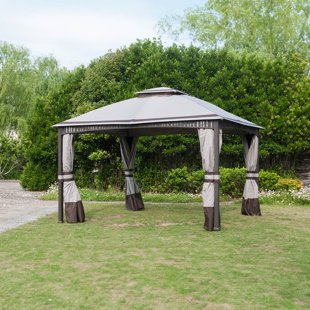 Sunjoy Light Grey+Dark Brown Replacement Canopy For Fairfield Gazebo (10X12 Ft) A101001200 Sold At Canadiantire