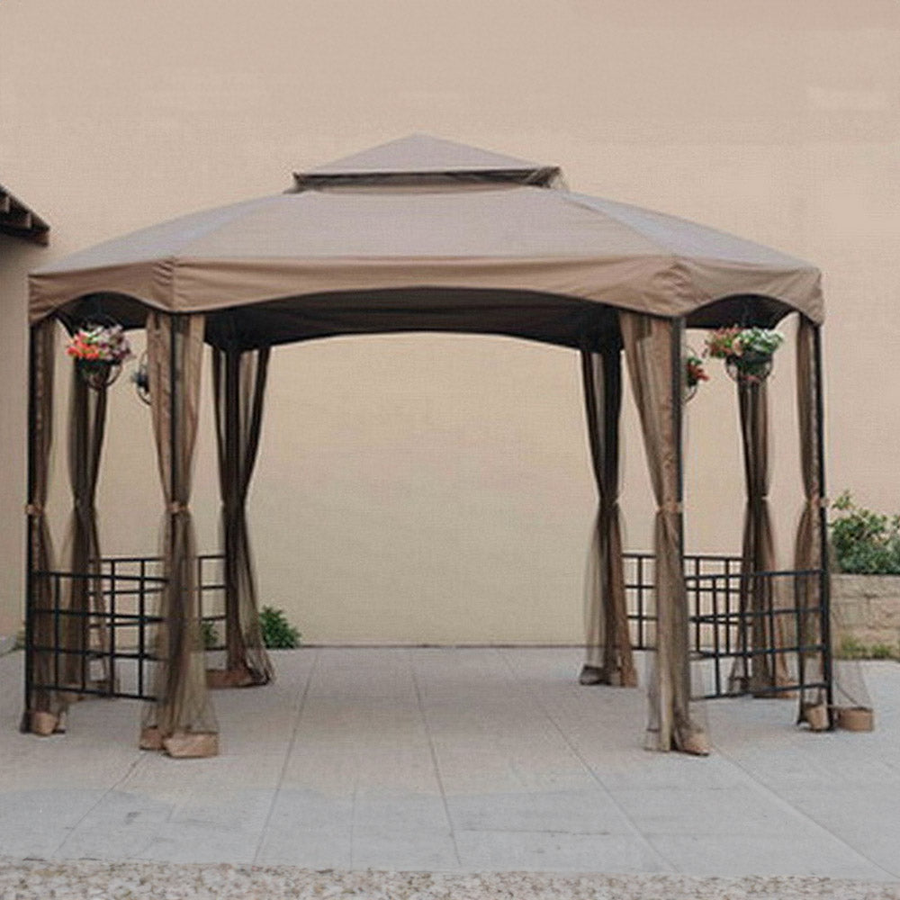 Sunjoy Khaki Replacement Canopy For Sienna Gazebo (10X12 Ft) L-GZ240PST-A Sold At BigLots