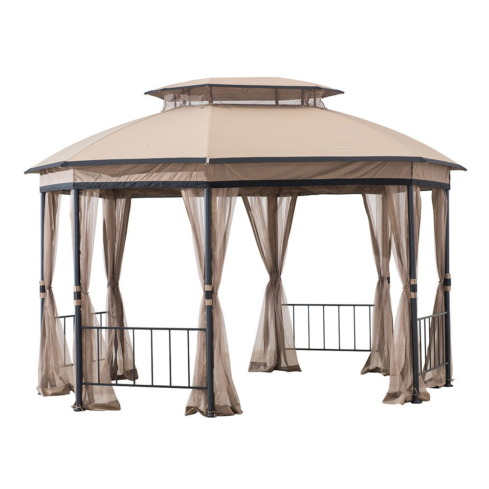 Sunjoy Khaki+Black Replacement Canopy For Jeffries V.2B Octagonal Gazebo (10X12 Ft) A101013211 Sold At BigLots