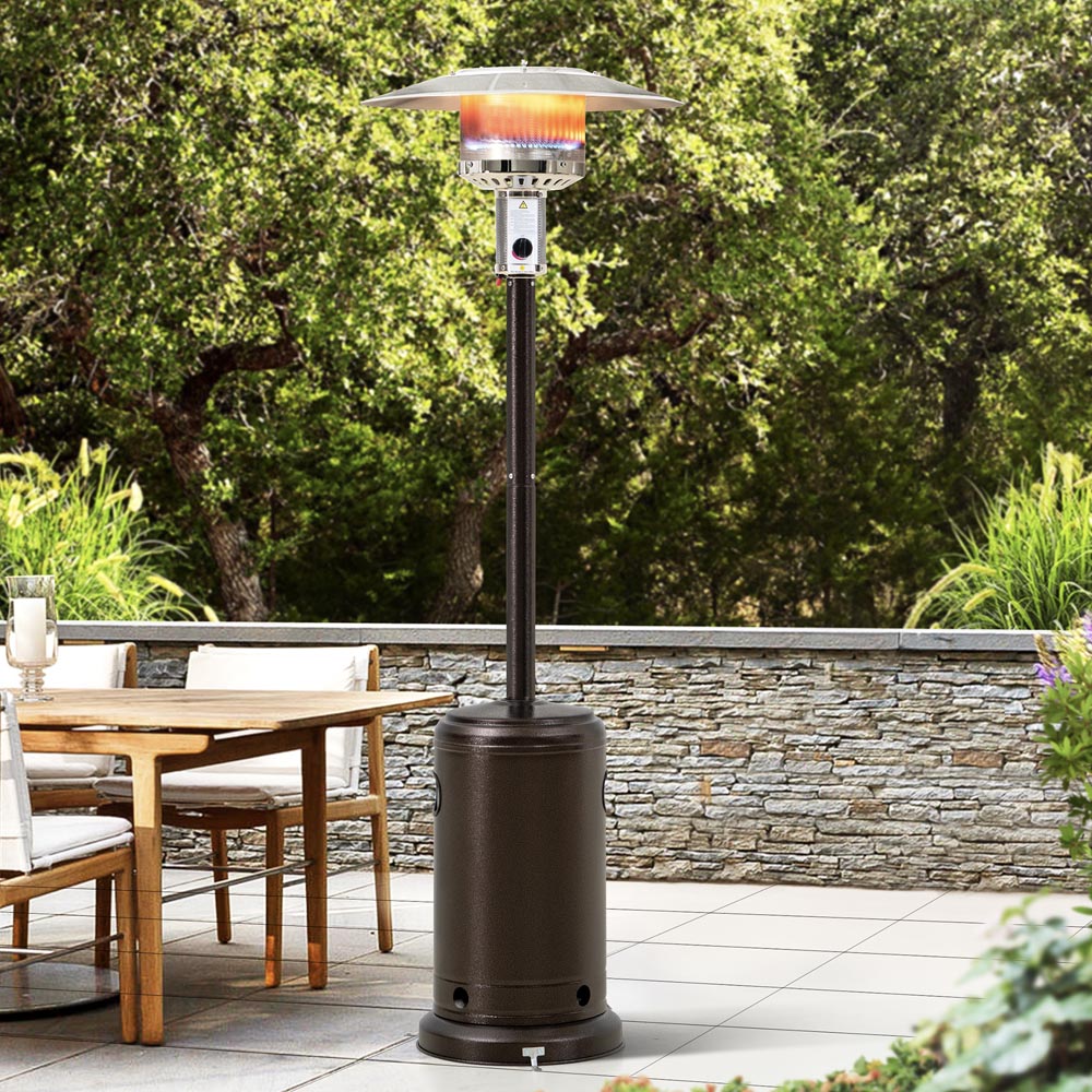 Sunjoy Patio Heater, 47,000 BTU Propane Outdoor Patio Heater with Safety Auto Shut Off Valve and Wheels