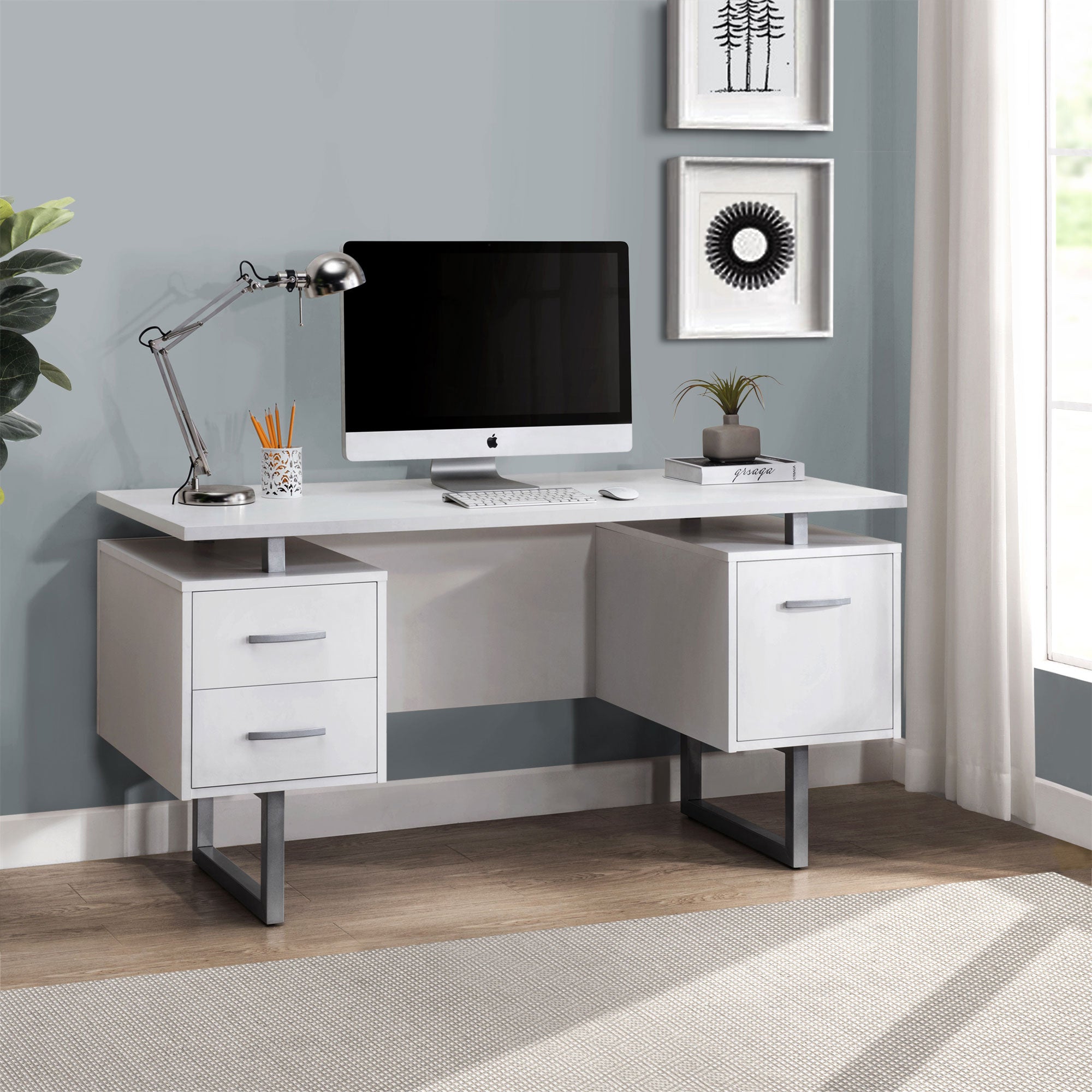 Studio Space 60" White Modern Home Office Desk