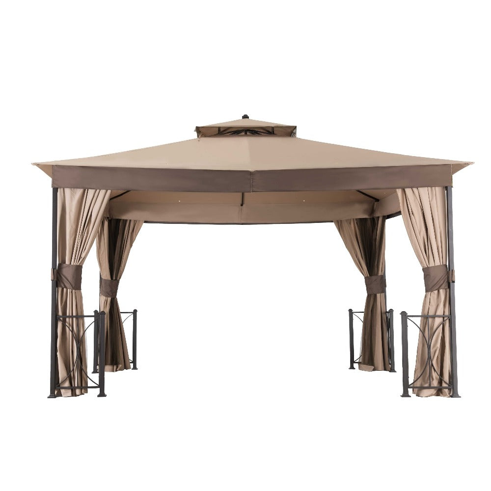 Sunjoy Sesame+Light Brown+Beige Replacement Canopy For Belcourt Gazebo (10X12 Ft) L-GZ472PST-C-A Sold At Home Depot