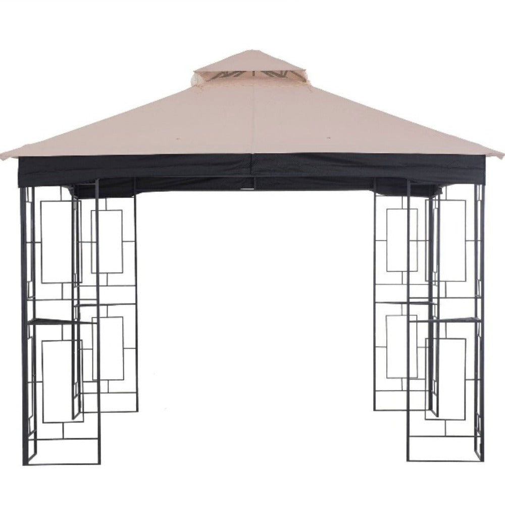 Sunjoy Beige+Black Replacement Canopy For Easy Up Gazebo (10X10 Ft) L-GZ724PST-B Sold At Lowe's