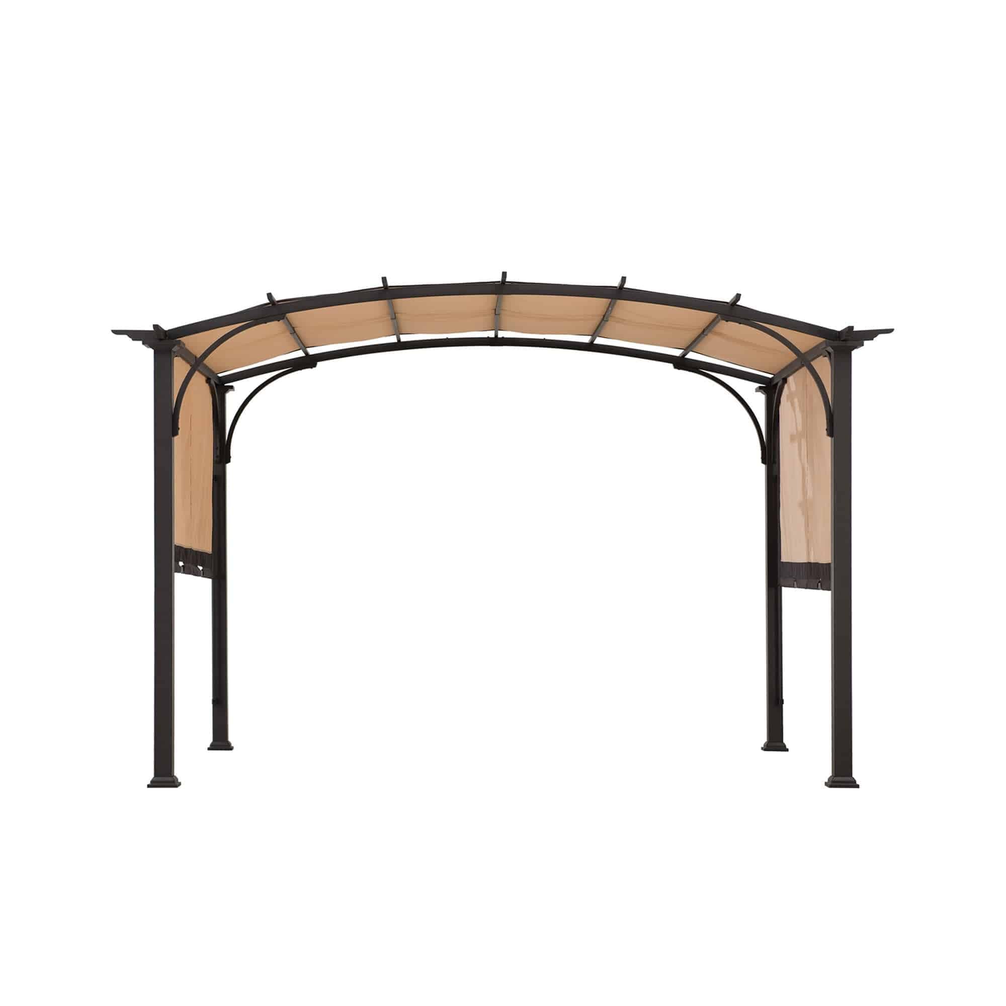 Sunjoy 11 ft. x 9.5 ft. Tan Steel Arched Pergola with Adjustable Canopy