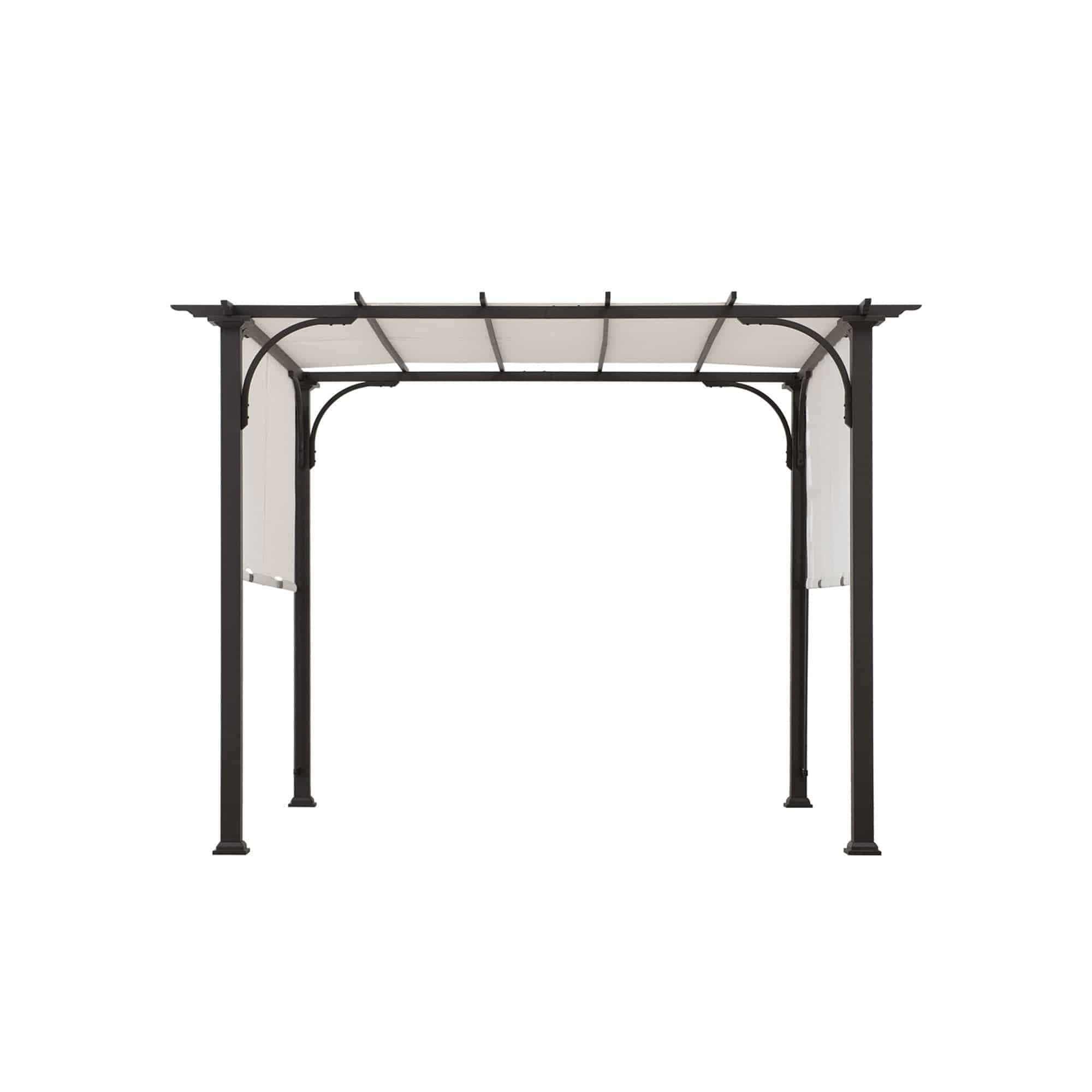 Sunjoy 10 ft. x 10 ft. White Steel Frame Pergola with Adjustable Canopy