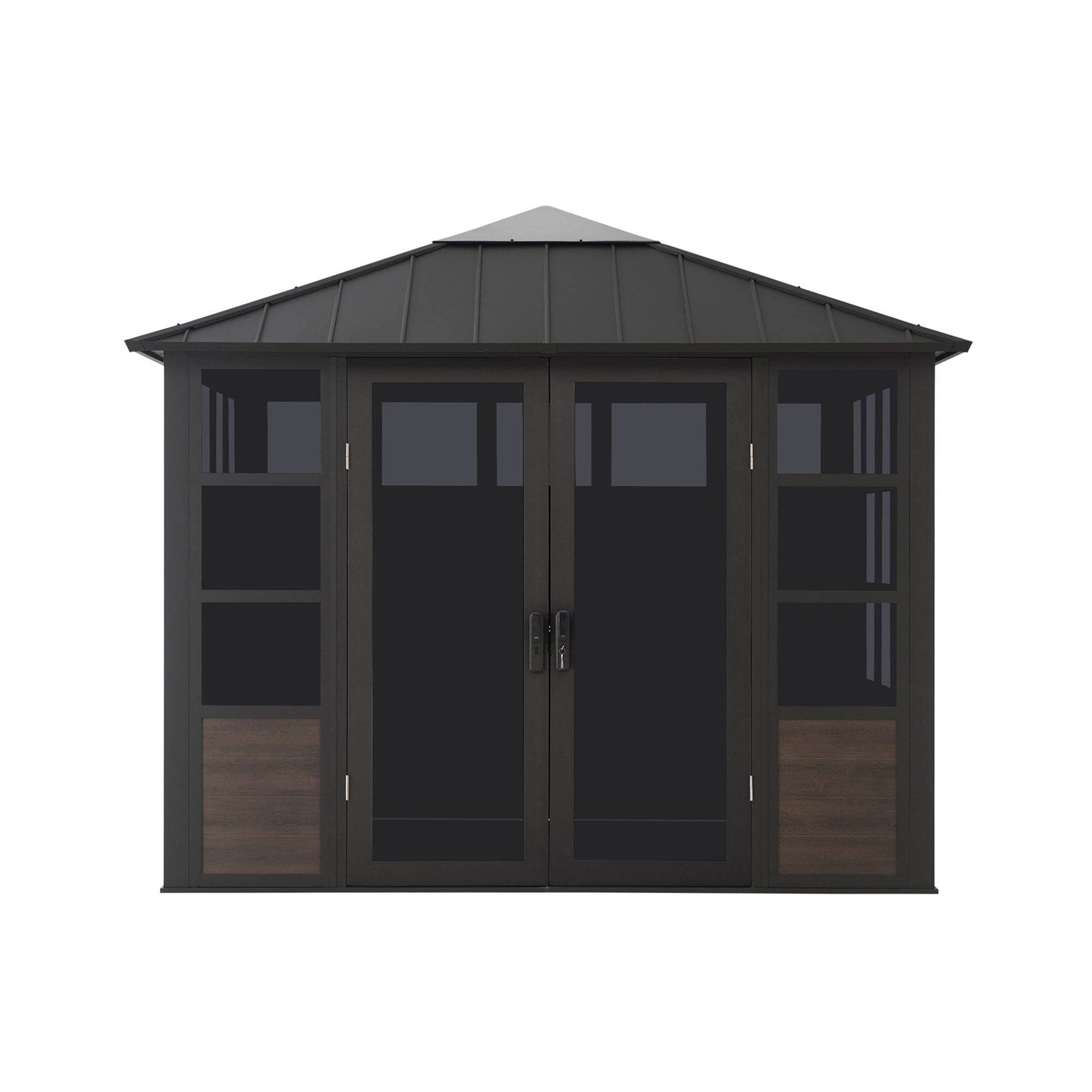 SummerCove 11 ft. x 11 ft. Black Steel Studio/Hot Tub Shelter with Mute Lock
