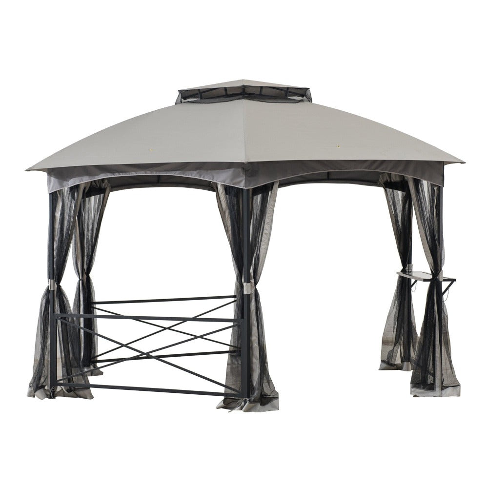Sunjoy Light Grey+Dark Grey Replacement Canopy For Hexagonal Gazebo (15X15 Ft) A101011200 Sold At SunNest