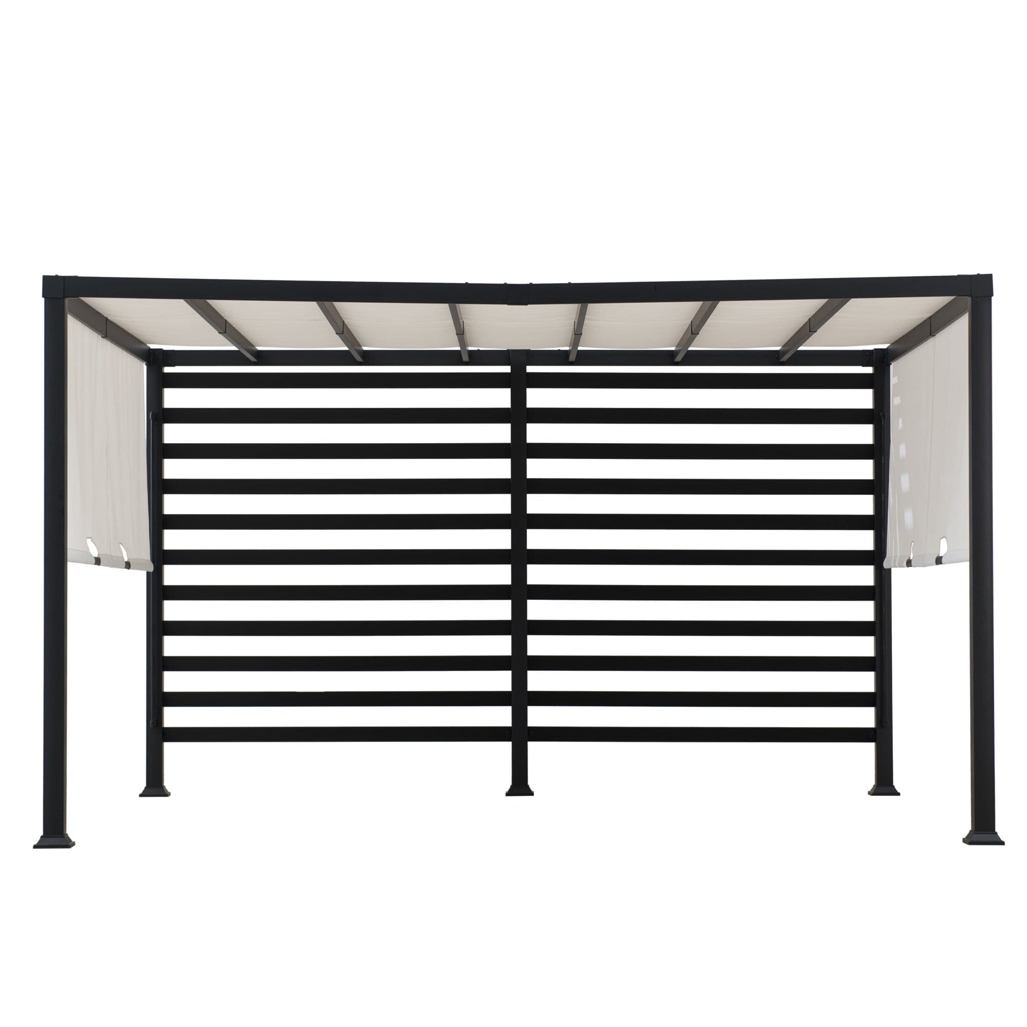 Sunjoy 12 ft. x 10 ft. White Steel Pergola with Adjustable Canopy