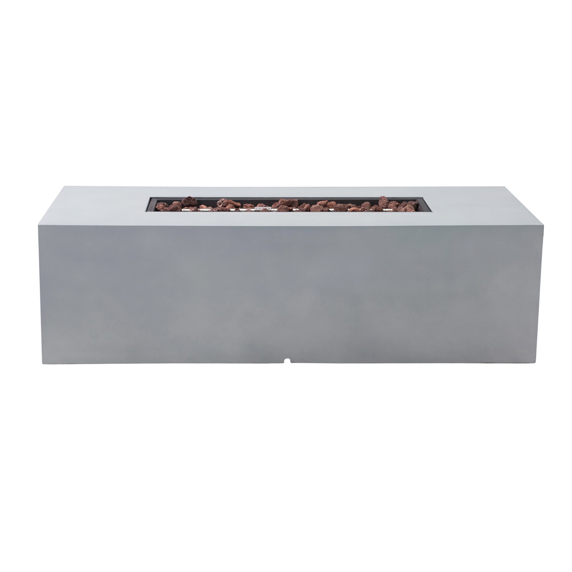 Sunjoy 40 in. Modern Gray Outdoor Rectangular Steel Propane Fire Pit Table with Lid and Lava Rocks
