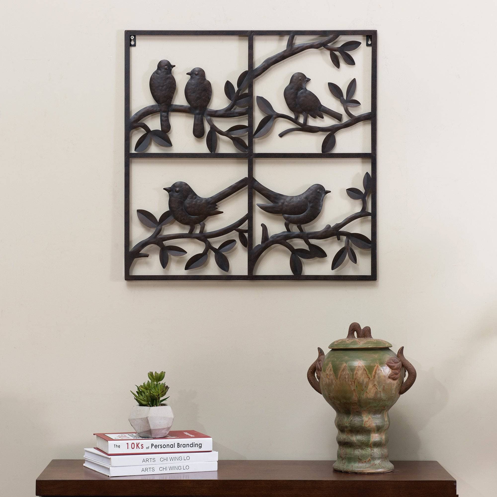 Sunjoy Copper Designed with Birds on Branches Wall Decor with Screw-Hangers