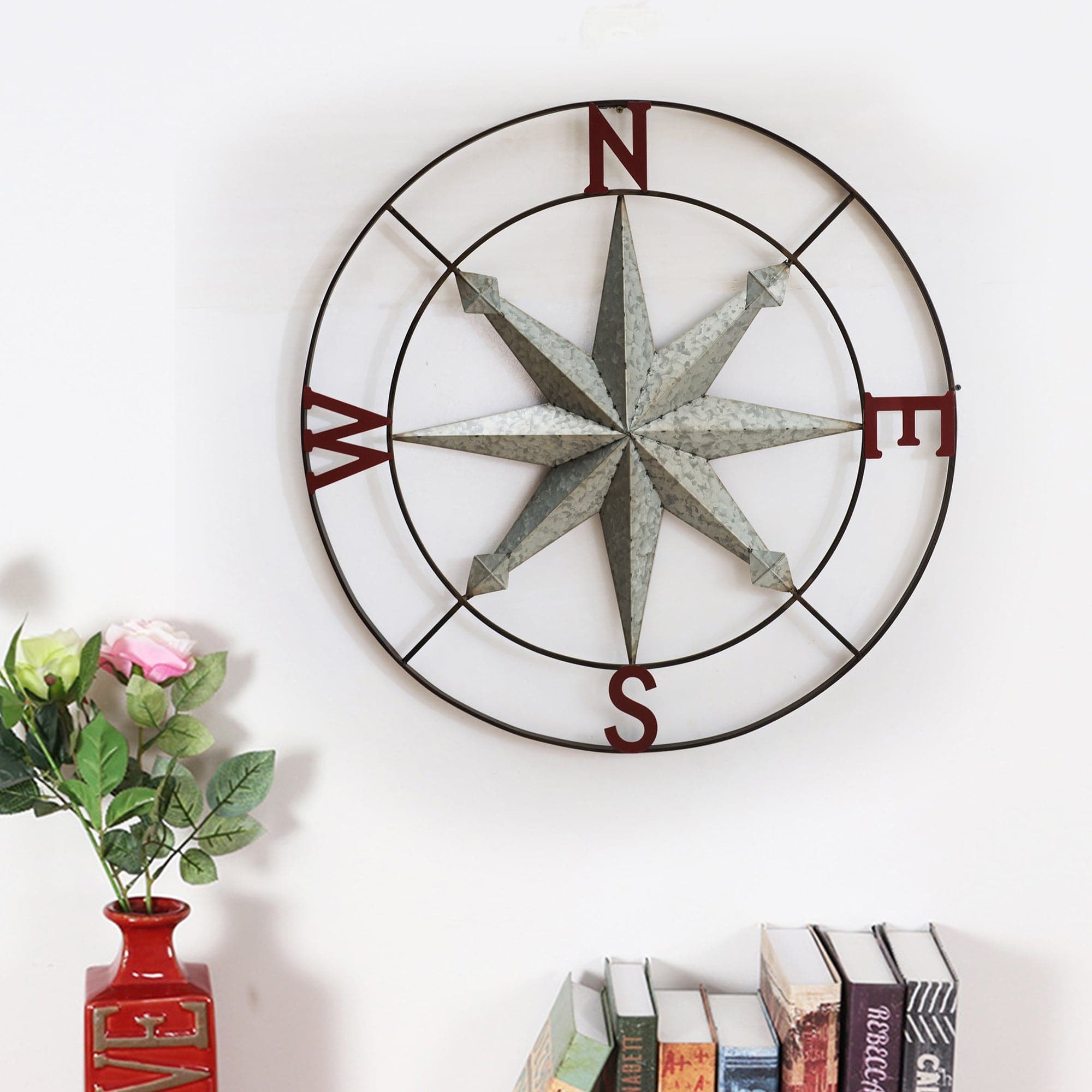 Sunjoy Copper Compass Wall Decor with Screw Hanger