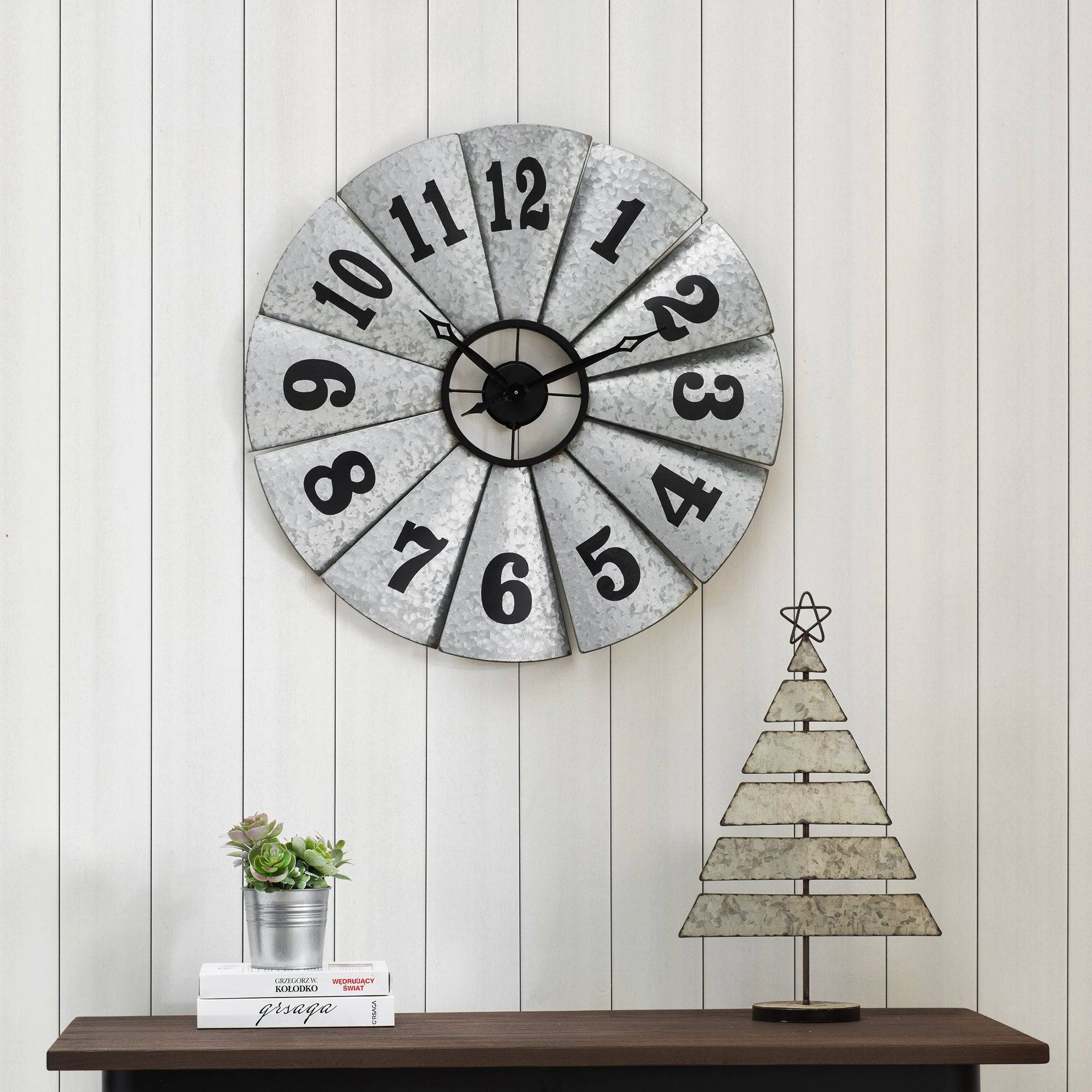 Sunjoy Decorative Wind-Mill Clock Wall Art