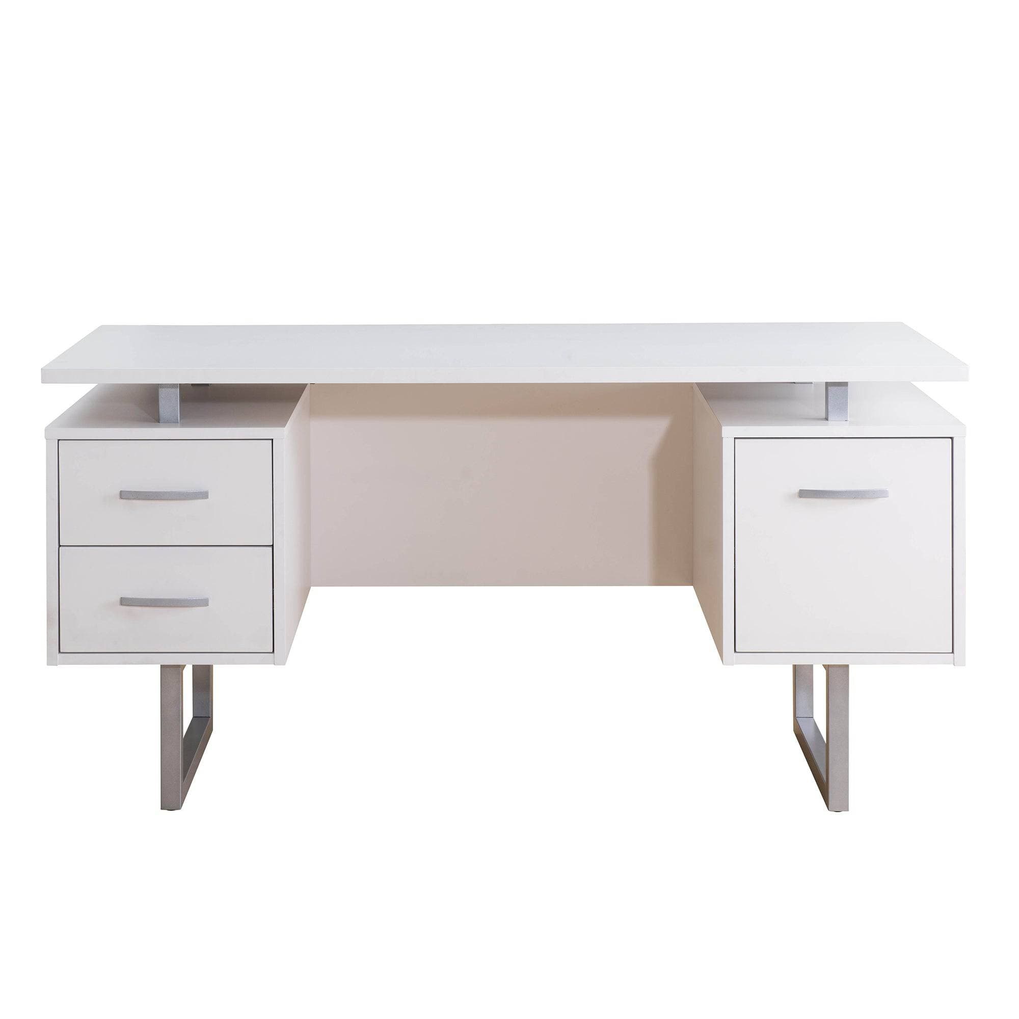 Sunjoy 60" White Double Pedestal Shaped Computer Desk with 3 Drawers