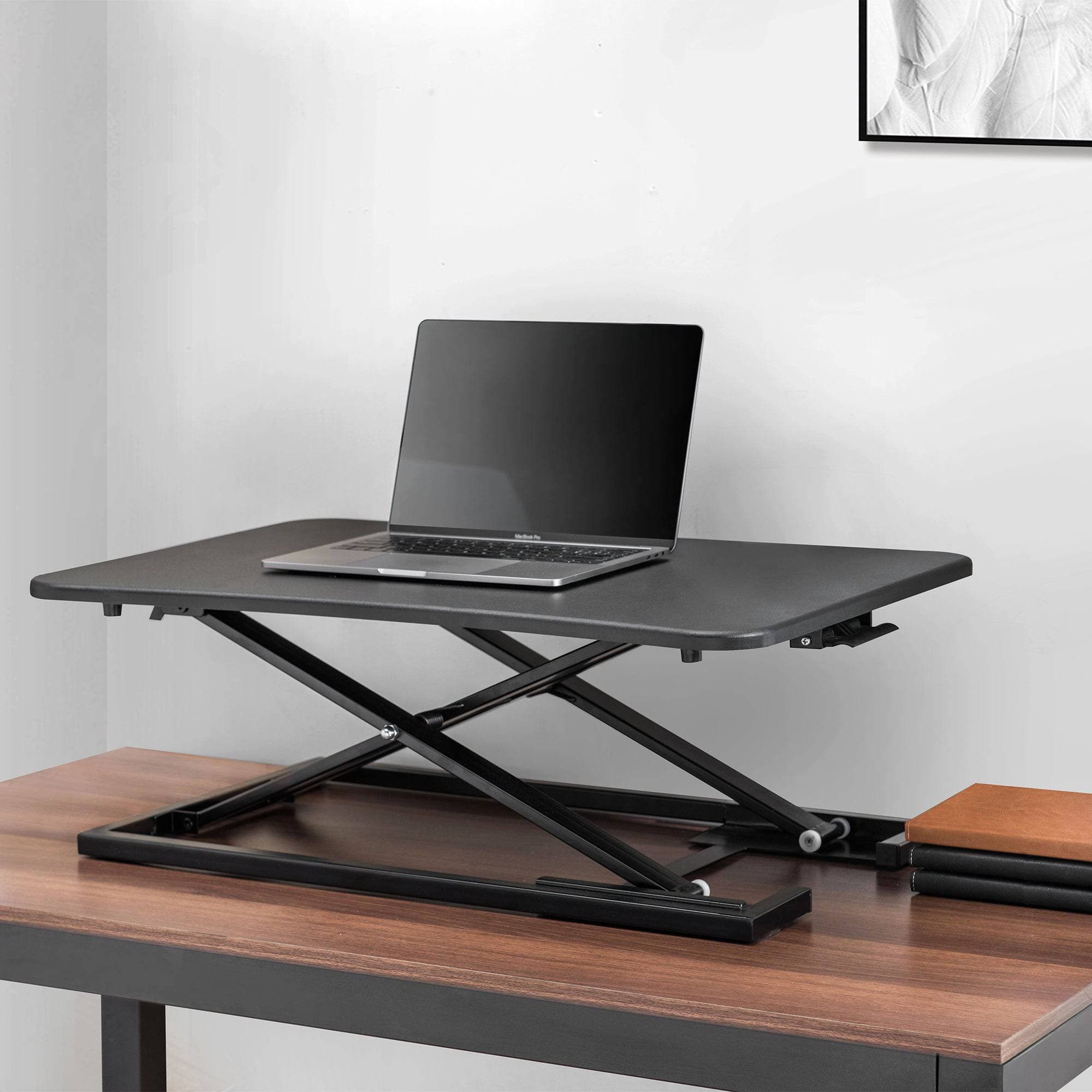Sunjoy 29" Black Height Adjustable Folding Sit to Stand Desktop Riser