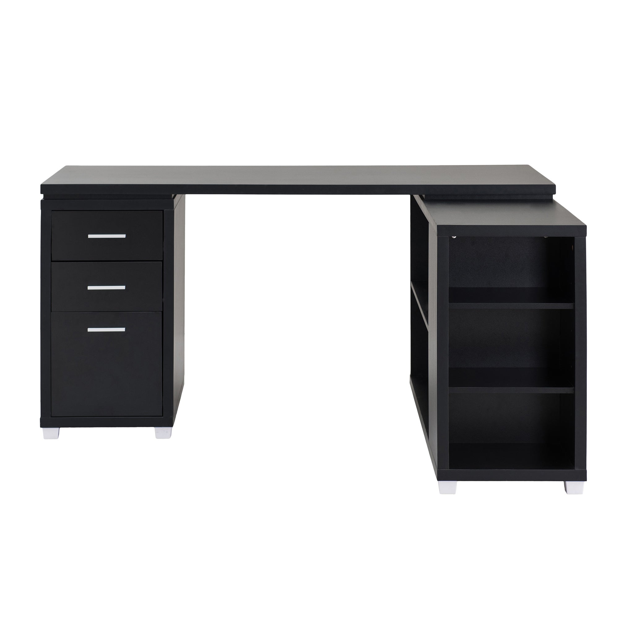 Sunjoy Black Transitional L-Shaped Desk with Drawers