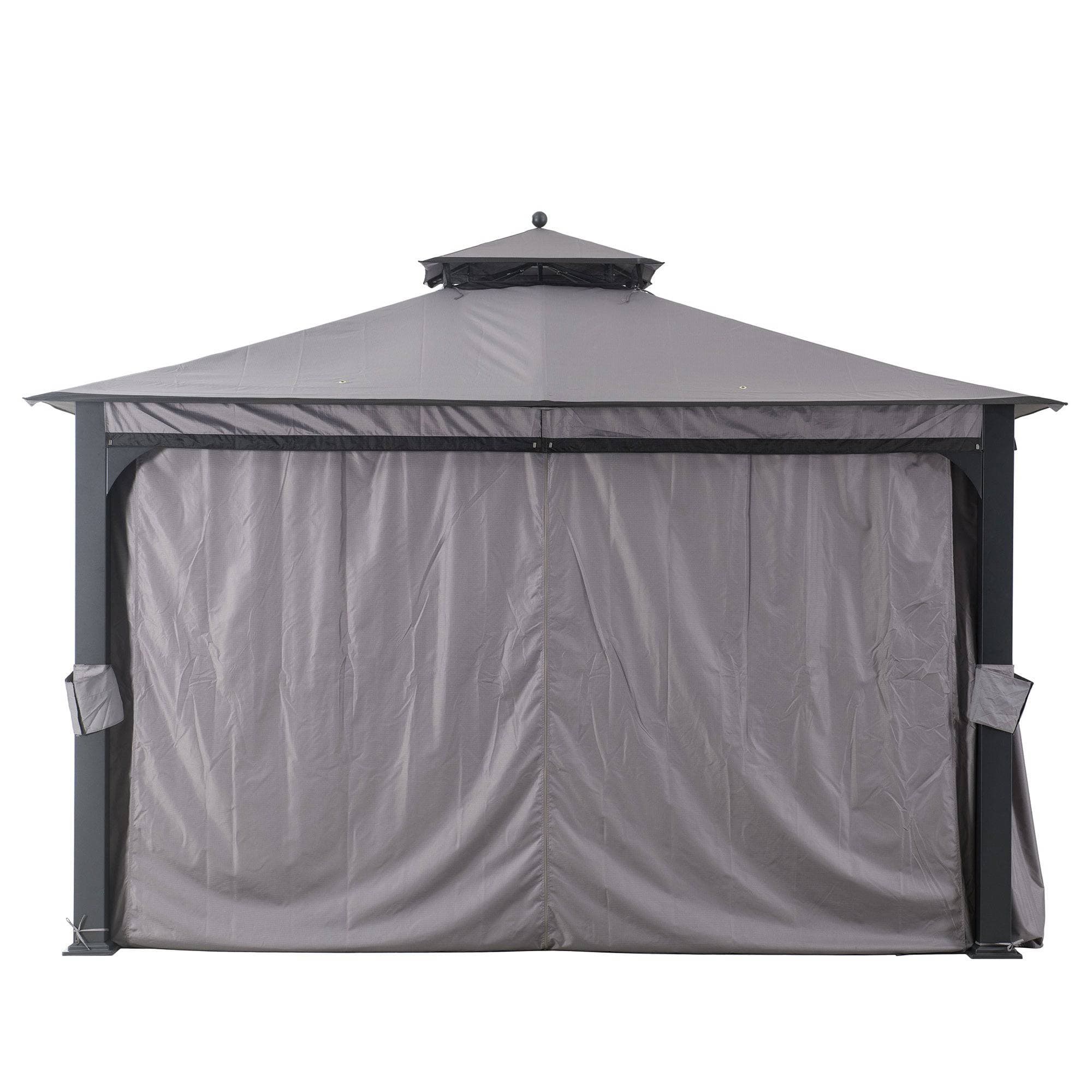 Sunjoy Dark Gray+Black Replacement Curtain For Soft Top Gazebo (10X12 Ft) L-GZ1140PST-G Sold At Lowe's