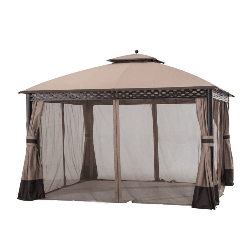 Sunjoy Khaki+Golden Replacement Mosquito Netting For Oakmont Gazebo (10X12 Ft) L-GZ1188PST Sold At Big Lots