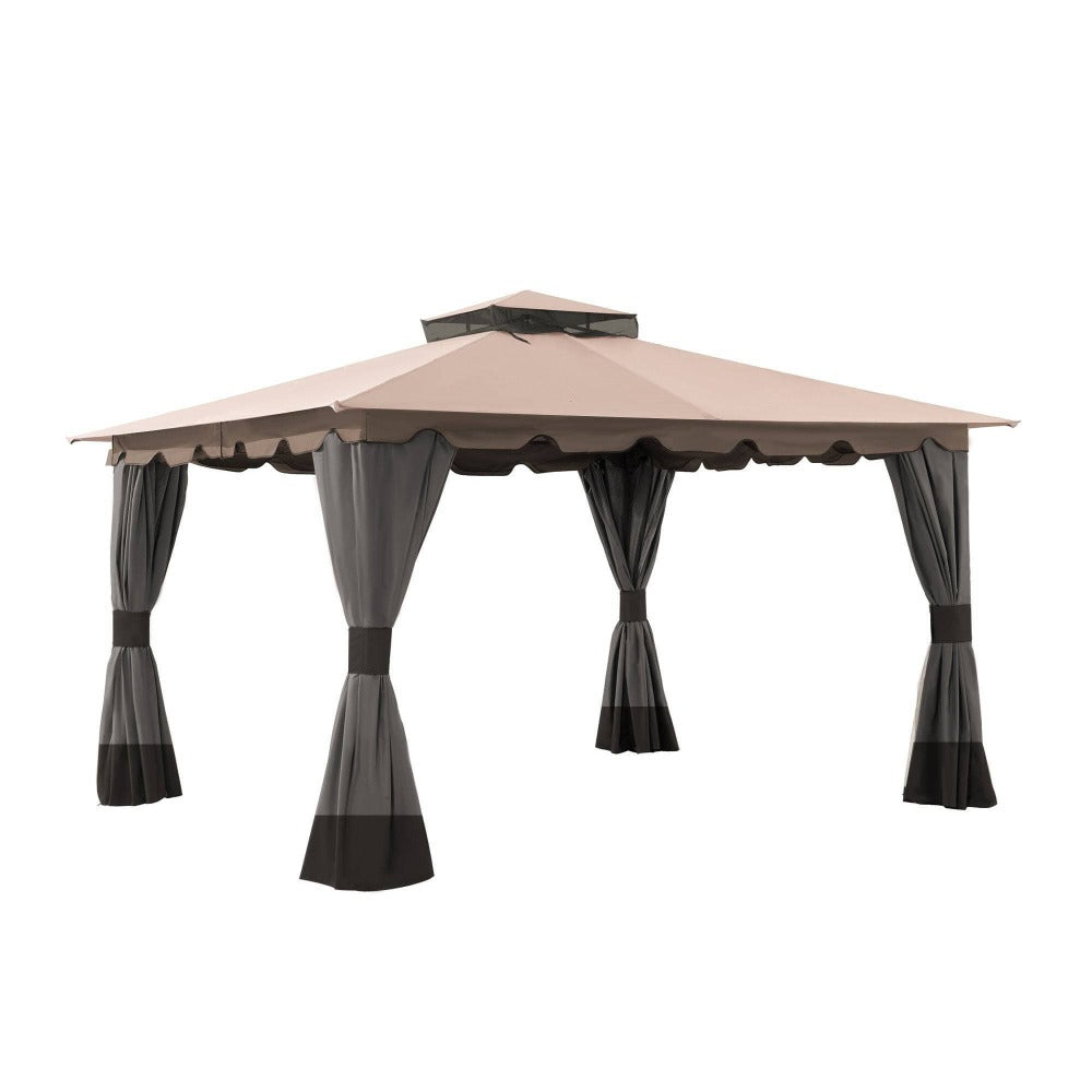 Sunjoy Khaki+Dark Brown Replacement Canopy For Monterey Gazebo (10X12 Ft) L-GZ215PST-4 Sold At Big Lots