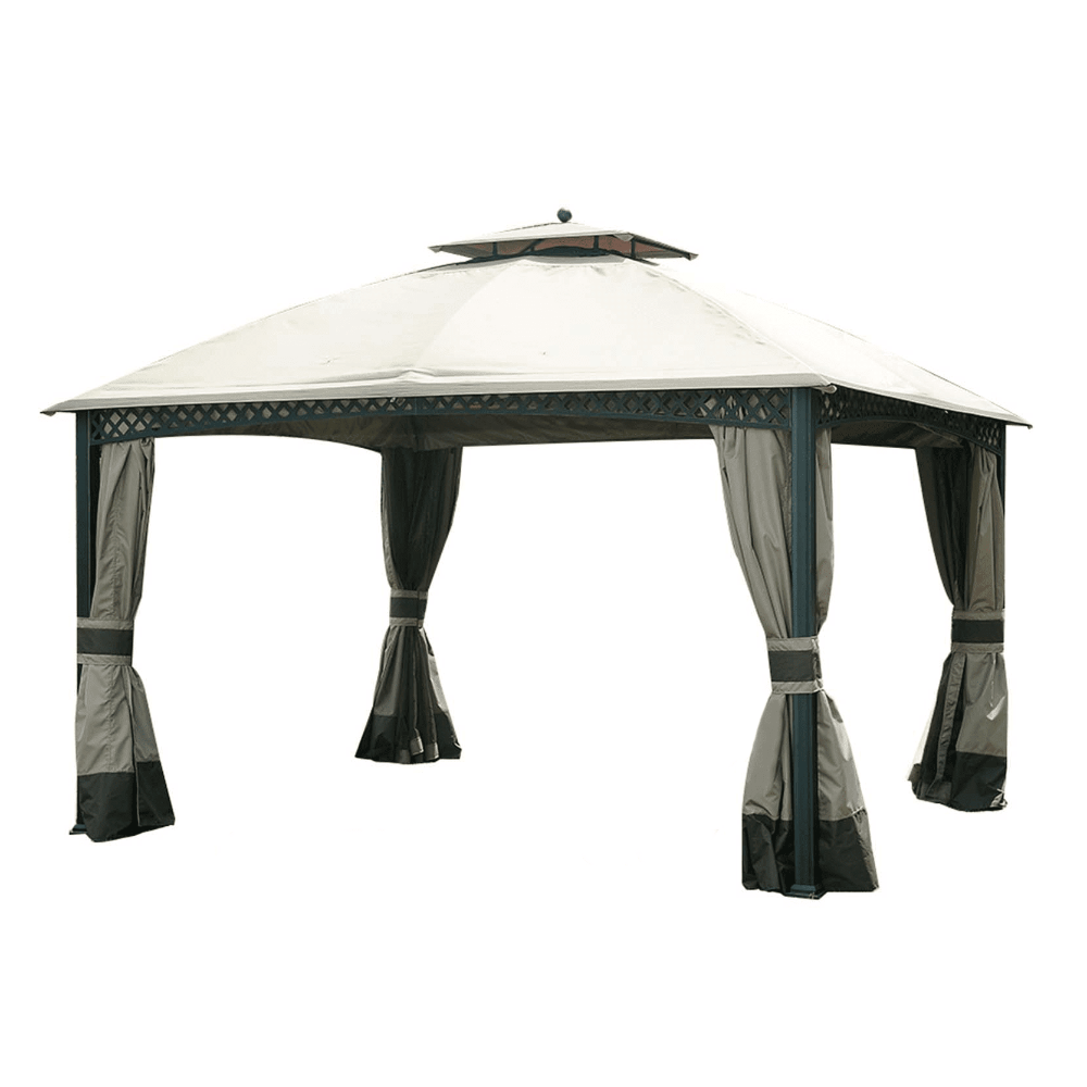 Sunjoy Khaki+Dark Brown Replacement Canopy (Deluxe Version) For Windsor Gazebo (10X12 Ft) L-GZ717PST-C Sold At Big Lots