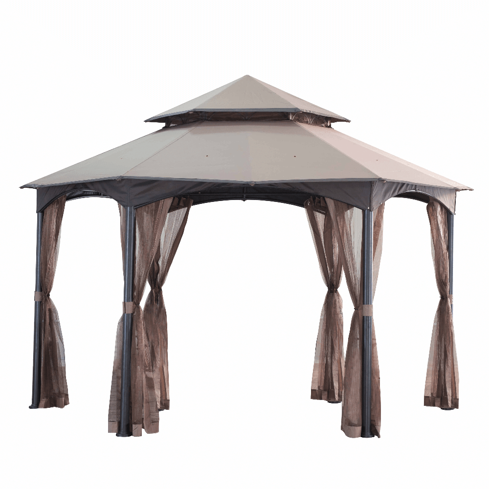 Sunjoy Khaki Replacement Canopy For South Bay Hexagon Gazebo (14X14 Ft) L-GZ793PST-A Sold At Big Lots