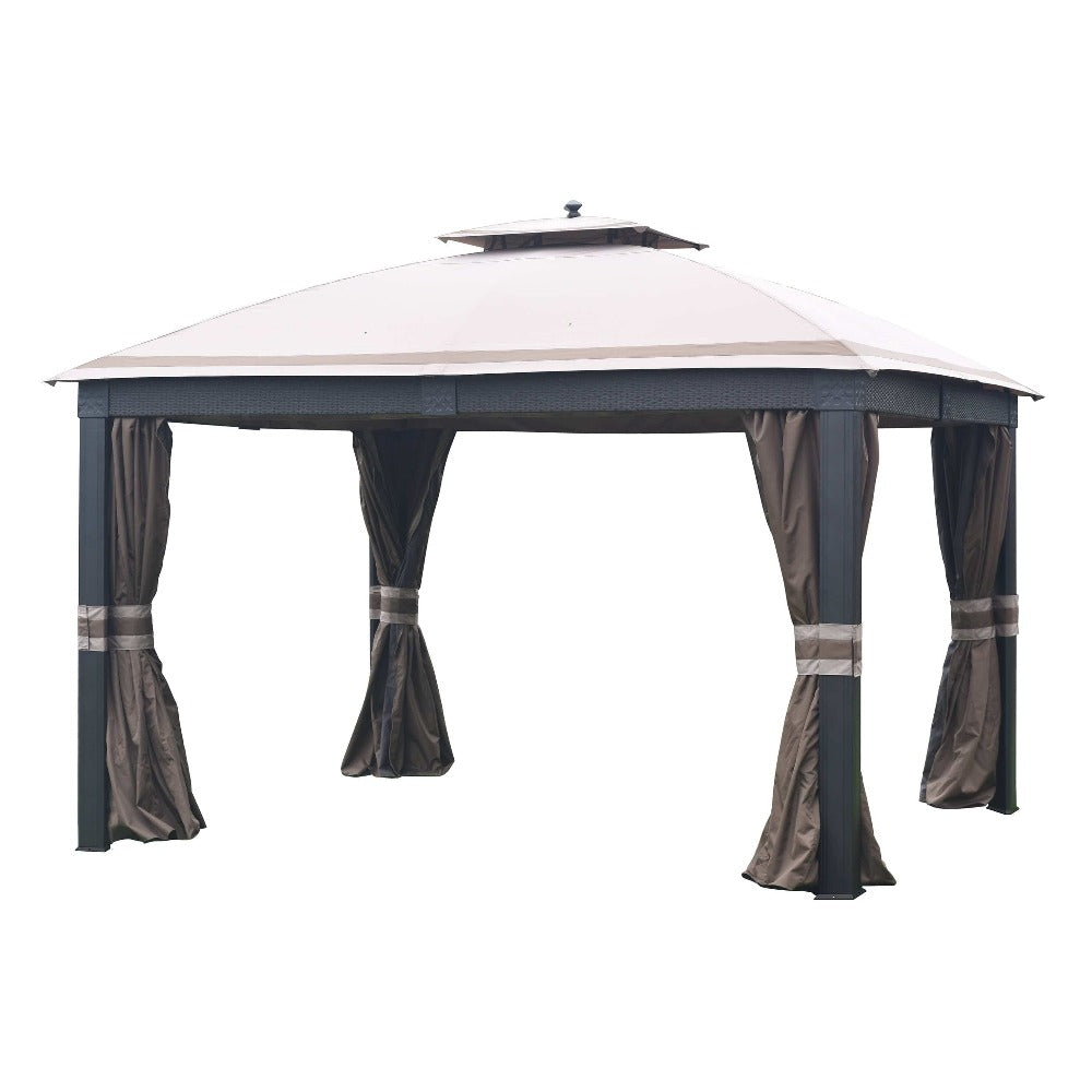 Sunjoy Khaki+Light Brown Replacement Canopy (Deluxe Version) For Easy Up Wicker Gazebo (10X12 Ft) L-GZ815PCO-F Sold At Lowe's