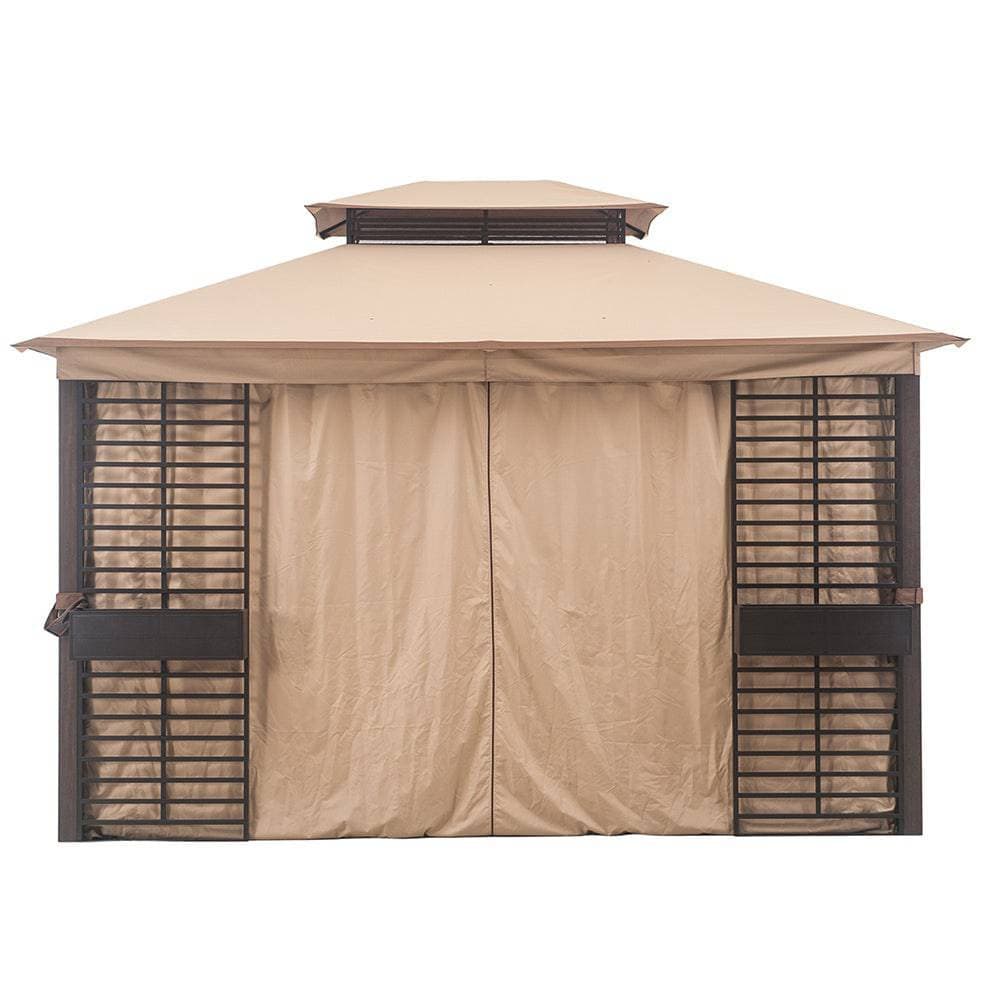 Sunjoy Tan+Brown Replacement Curtain For Gt Soft Top W/ Flwr Boxes Gazebo (11x13 FT) L-GZ882PST-D Sold At Lowe's