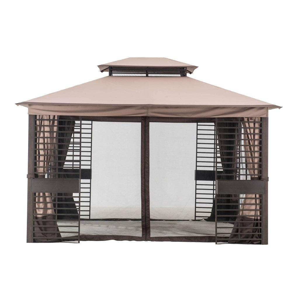 Sunjoy Dark Brown Replacement Mosquito Netting For Gt Soft Top W/ Flwr Boxes Gazebo (11x13 FT) L-GZ882PST-D Sold At Lowe&#039;s