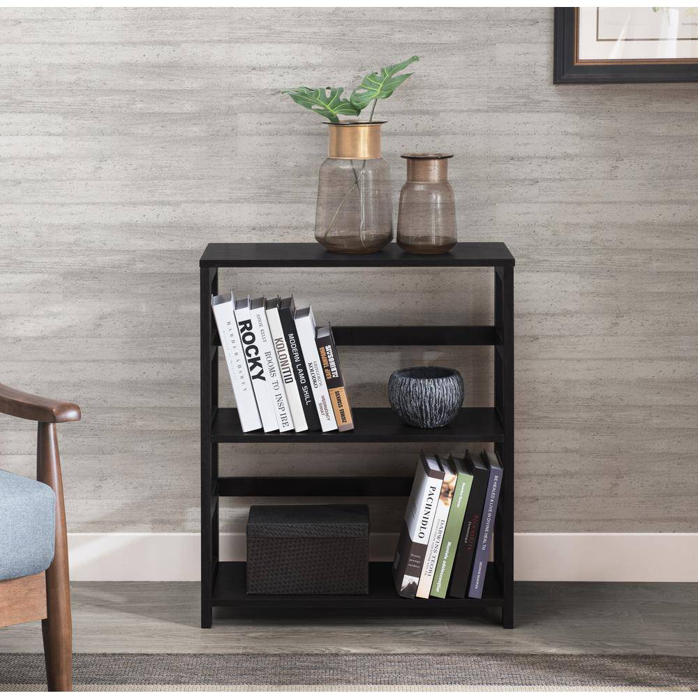 Sunjoy 30 in. H Black Durable Solid Wood 2-Shelf Storage Bookcase